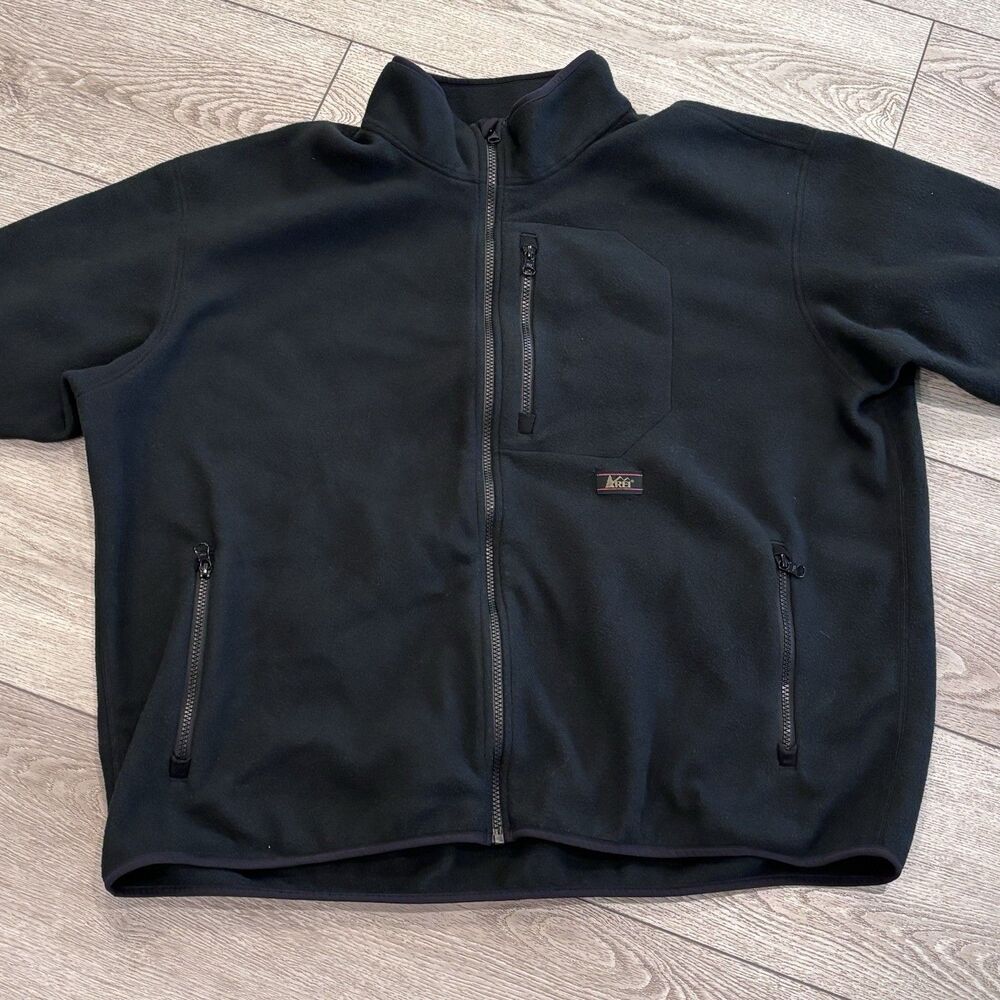 Vintage REI Co-op Fleece Jacket Mens XXL Full Zip Outdoor Gear‎ Black Hiking